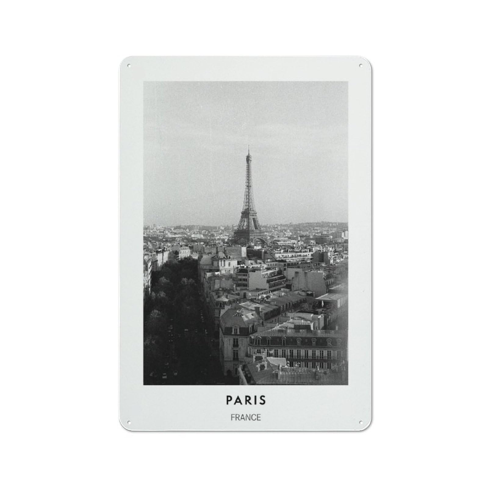 Junmoney Style-5 Tin Wall Plaque 30X20cm With Eiffel Tower Paris For Workshop Wall, Housewarming Wall Decor For People Furnishing Workshop