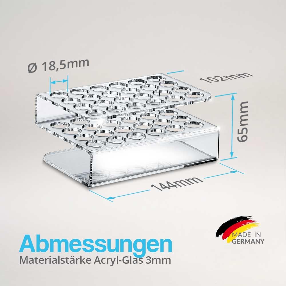Reageerbuisrek met Gepolijste Oppervlakken, Acrylmateriaal, Biedt Plaats aan 18 Buizen, voor 17 Mm Buizen, Veelzijdige Opslag Reageerbuisrek met Gepolijste Oppervlakken, Acrylmateriaal, Biedt Plaats aan 18 Buizen, voor 17 Mm Buizen, Veelzijdige Opslag