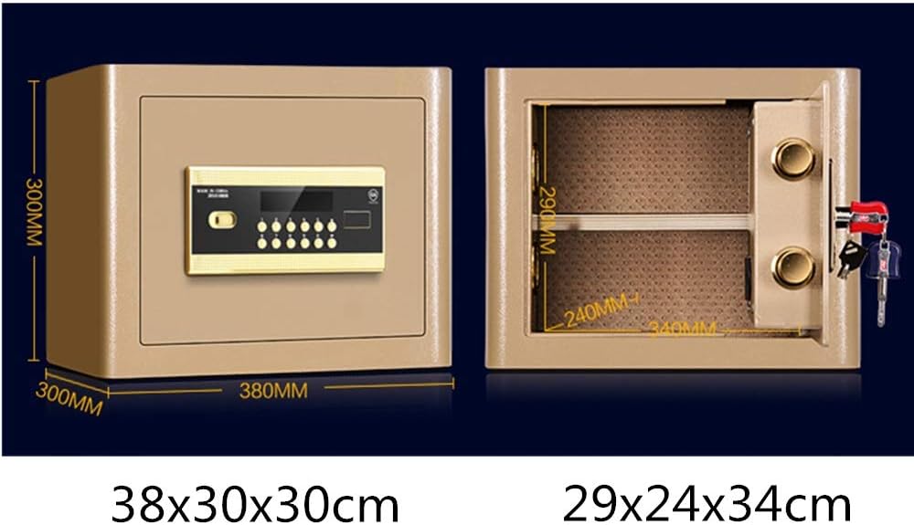 Fingerprint Safe Box with Digital Keypad Steel Constructfor Home Office Hotel/Gold a/38X30X30Cm