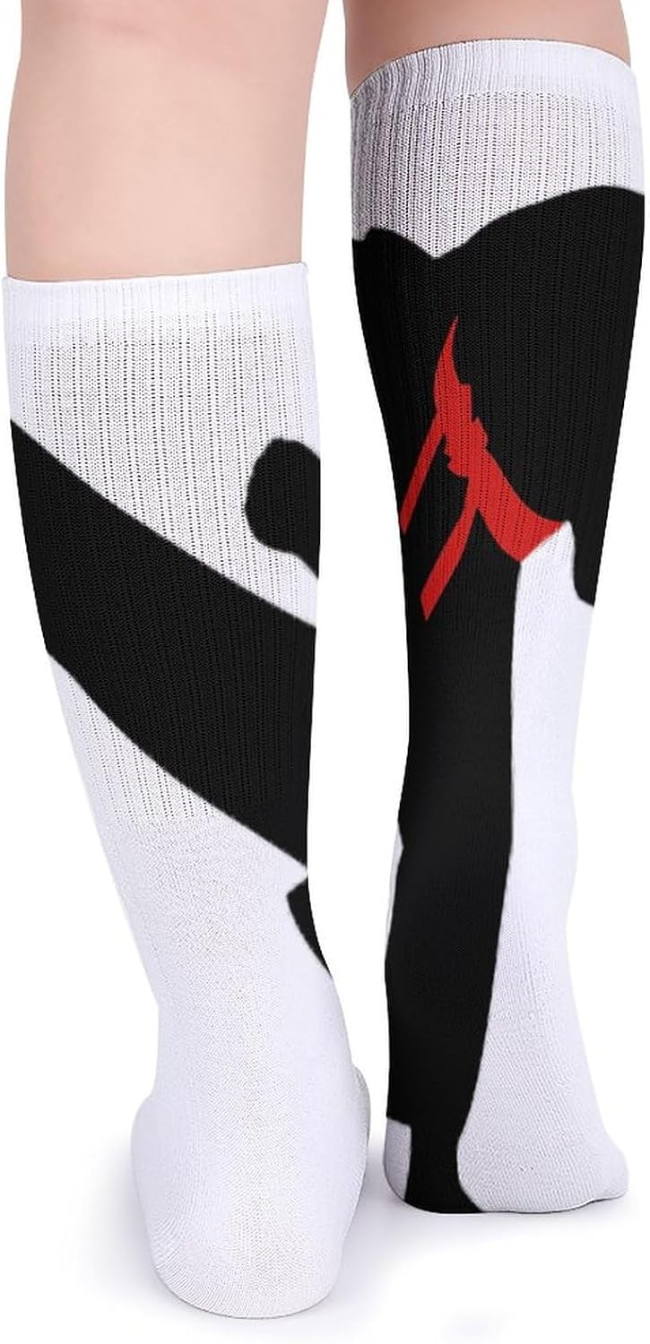 Breathable Crew Sock, Moisture Wicking, Athletic Calf Socks, Cozy | Karate Boy Compression Socks for Women Men, Lightweight High Work Socks for Business, Casual