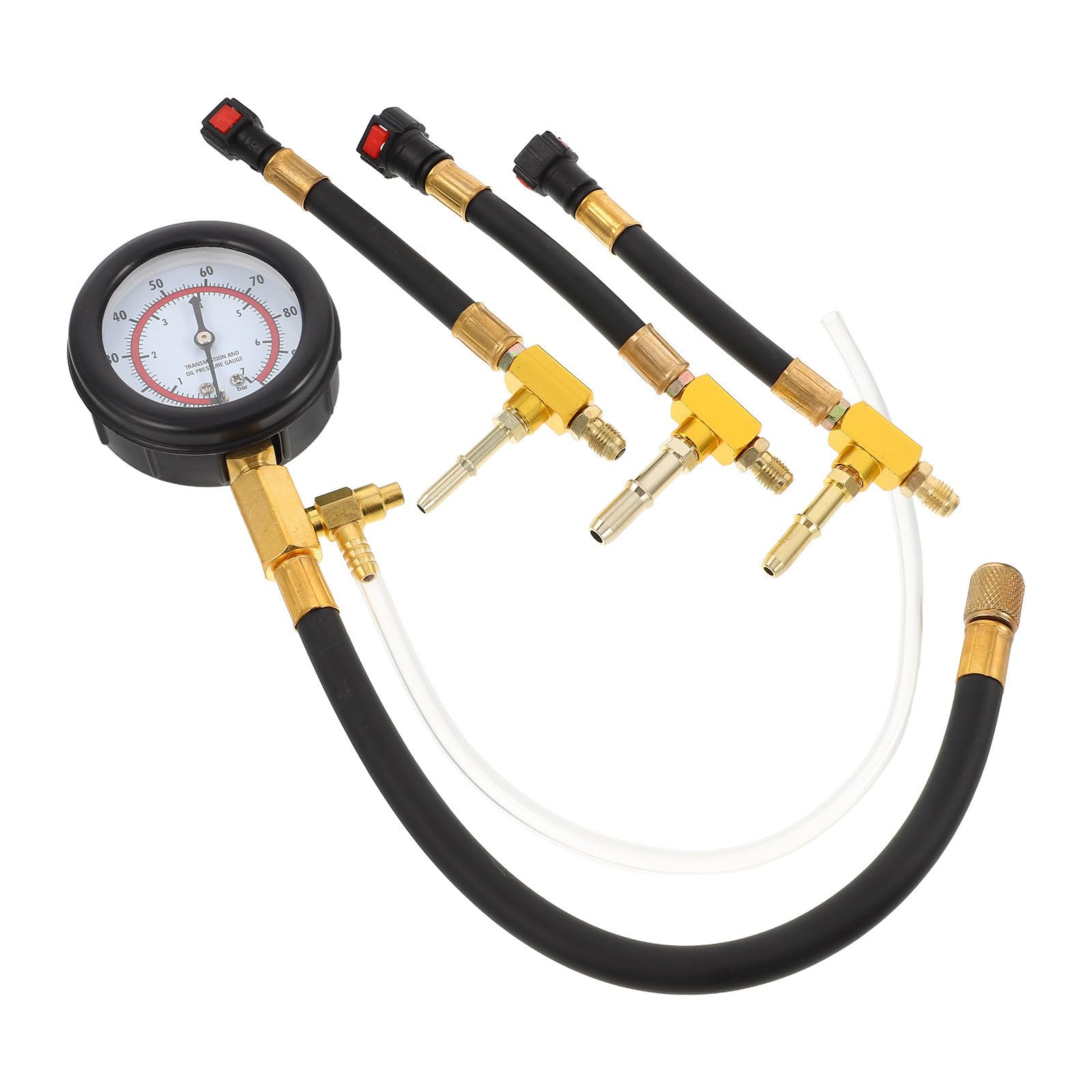 TEHAUX Set Manometro Pressione Carburante 0 100 Psi per Auto a Gas | Doppia Scala 0 7 Bar, Raccordi 6,30 7,89 9,49mm, Diagnosi Guasti Regolatore e Cali