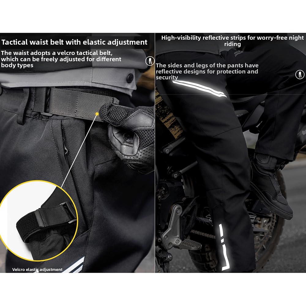 Pantalon De Moto Imperméable Avec Protections Ce Pour Femmes Et Hommes Pantalon De Motos Renforcé Pour Motards ÉQuipement De Protection Pour La Moto,Black-3XL