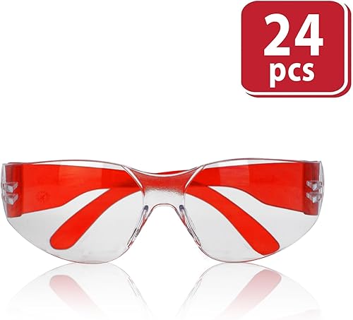 Miniatura 88 de SAFE HANDLER BISON LIFE Clear Lens Color Temple Safety Glasses One Size, Adult, Youth, Clear Protective Polycarbonate Lens Color Temple, Red, 96
