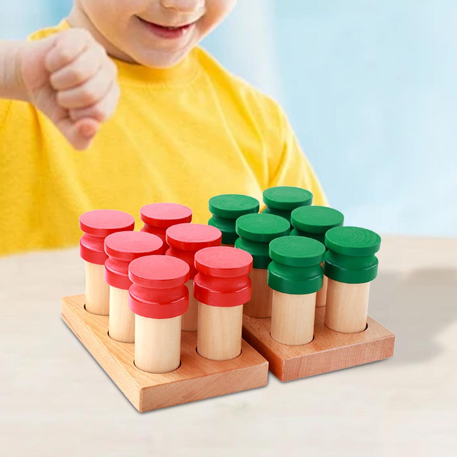 Juguete Sensorial para Niños Que Incluye Botellas Perfumadas Y Base de Madera: Material Educativo Que Fomenta El Reconocimiento de Olores Y La Concien