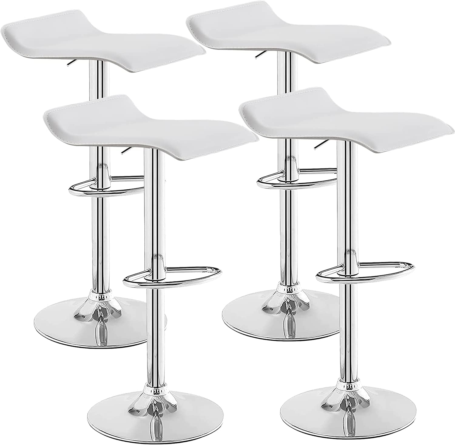 VECELO Bar Stools Set of 4, Armless Adjustable Swivel Barstools