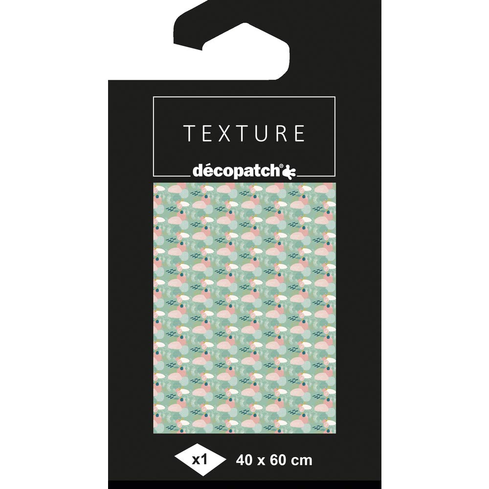 Décopatch - Ref TD800C - Texture Collection - Green & Pink Cloud Pattern - Contains 1 Sheet of 40 x 60cm Textured Paper, Foil Printing for Metallic Effects