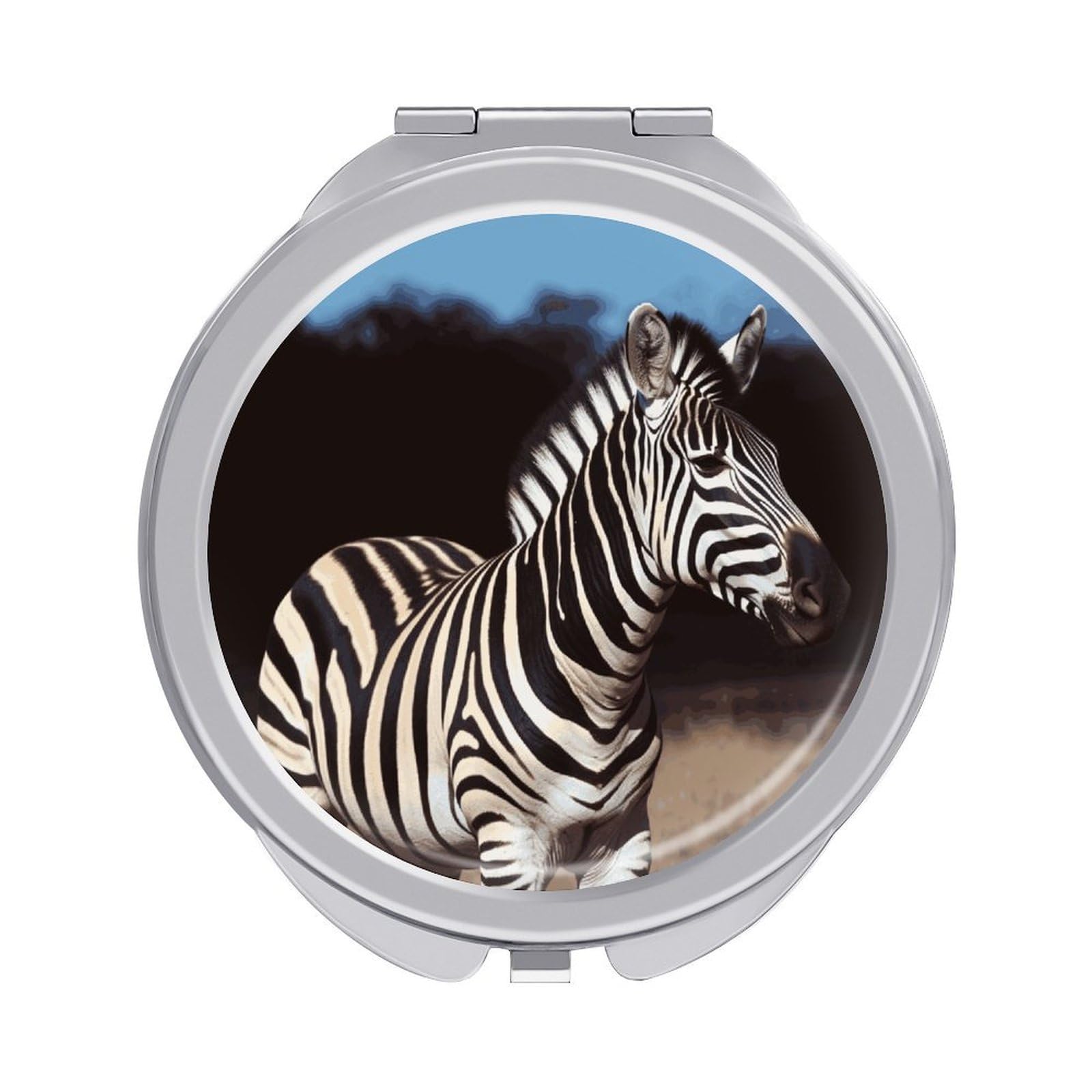 JTREHY Animal Zebra Makeup Mirror Portable Folding Mirror Compact Travel Mirrors 2-Sided Round Pocket Mirrors Cute Handheld Beauty Mirror for Handbag Purse for Women Gift