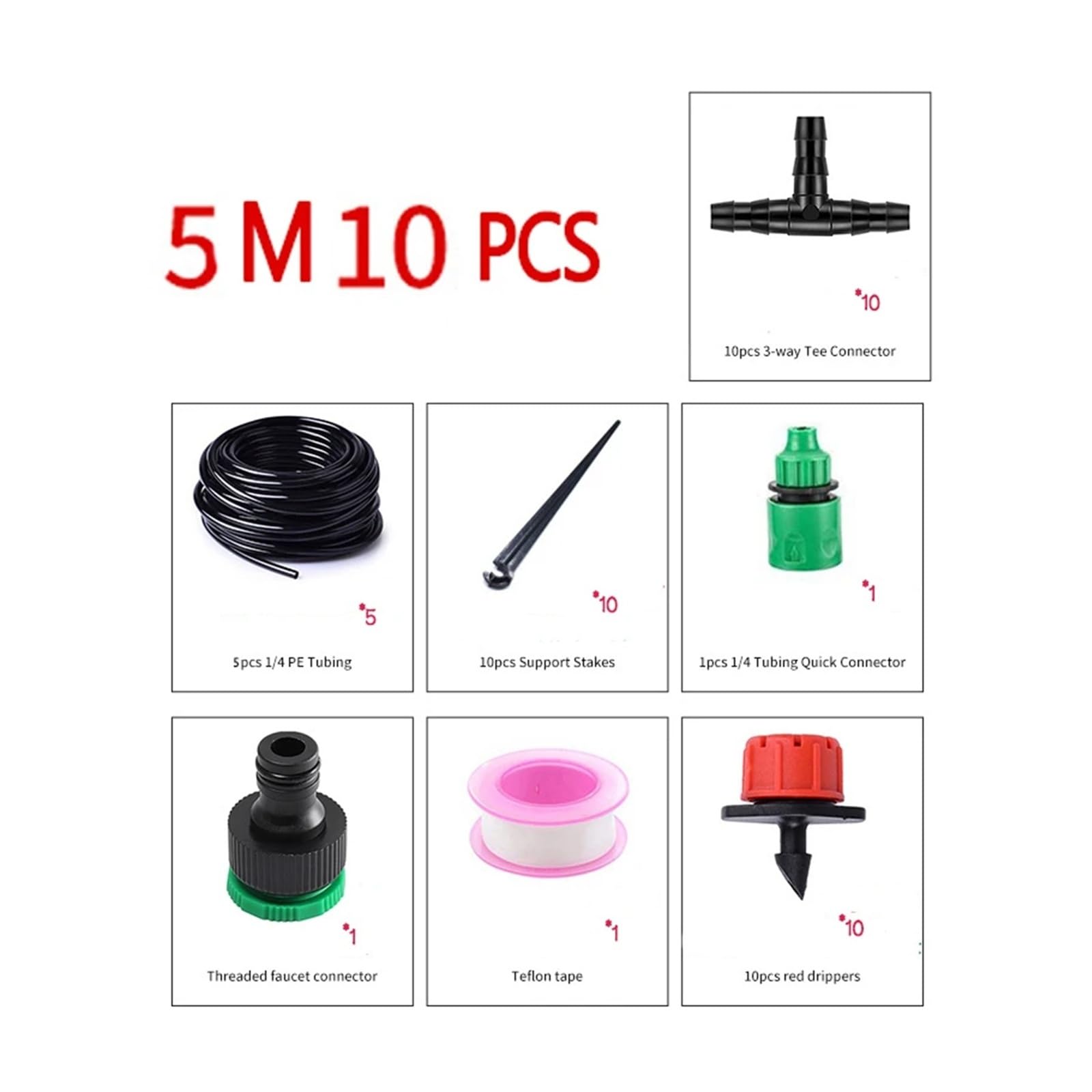 Forniture per Il Giardino Set di irrigazione a Goccia for Giardino, Balcone Cortile, Vaso di Fiori, gocciolatore Regolabile, Set di irrigazione atomizzata, irrigazione Ugello(5m10 Drip Head)