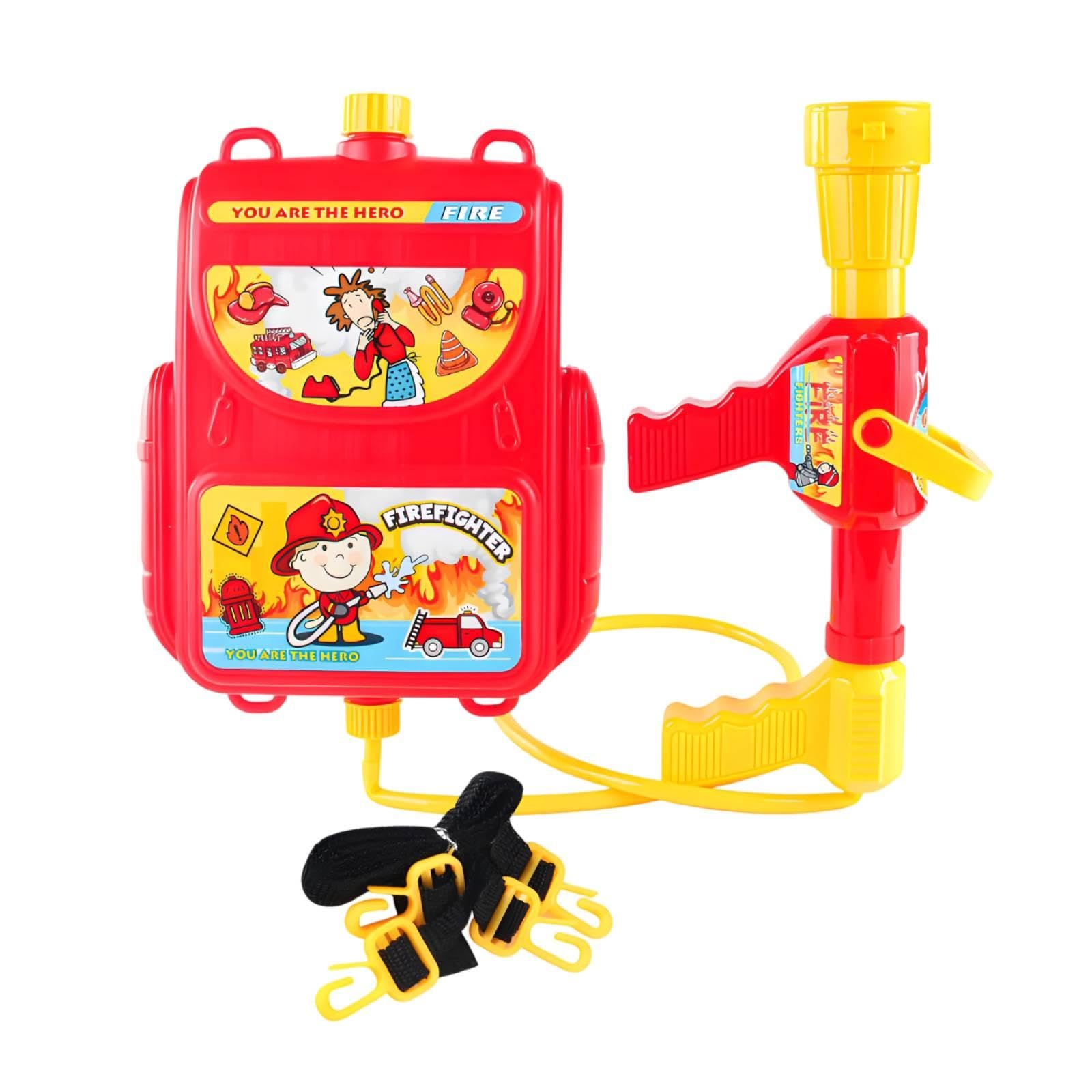 MagiDeal Kids Firefighter Backpack Water Toy - Fireman Pretend Play Role Play Toy with Large Water Tank, Outdoor Pool Water Sprayer for Pool, Summer Party Favors for Boys & Girls, Square Backpack