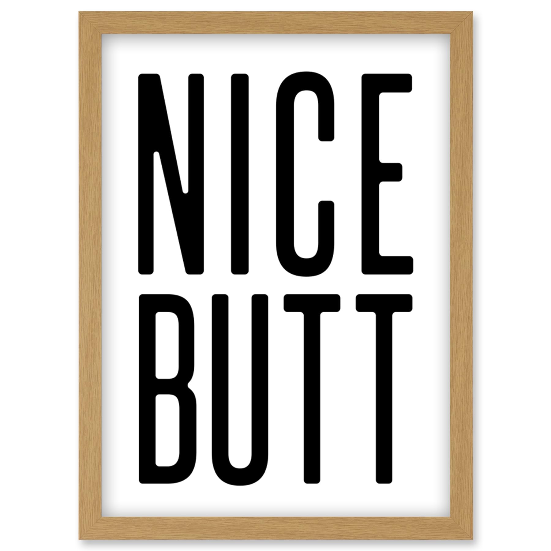 Toilet Wall Art Nice Butt Funny Bathroom Sign Decor Artwork Framed Wall Art Print A4