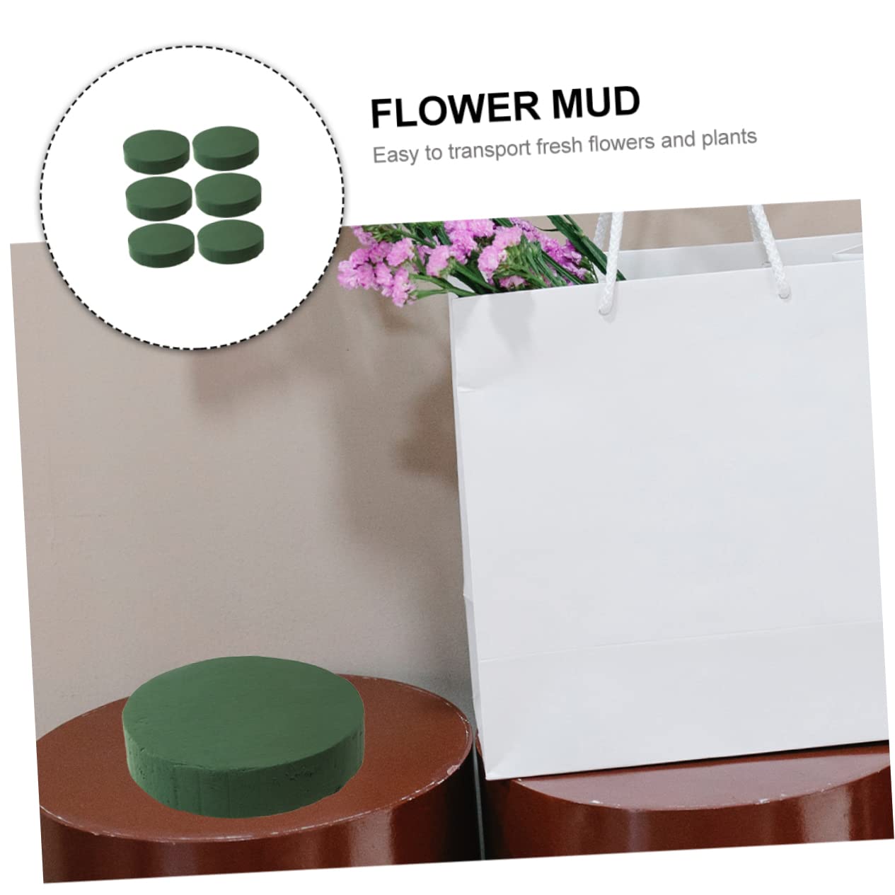 OSALADI 6Pcs Floral Mud for Creative Flower Arrangements Durable Floral Base with Strong Water Absorption for Fresh and Dry Flowers for DIY Floral Art Projects