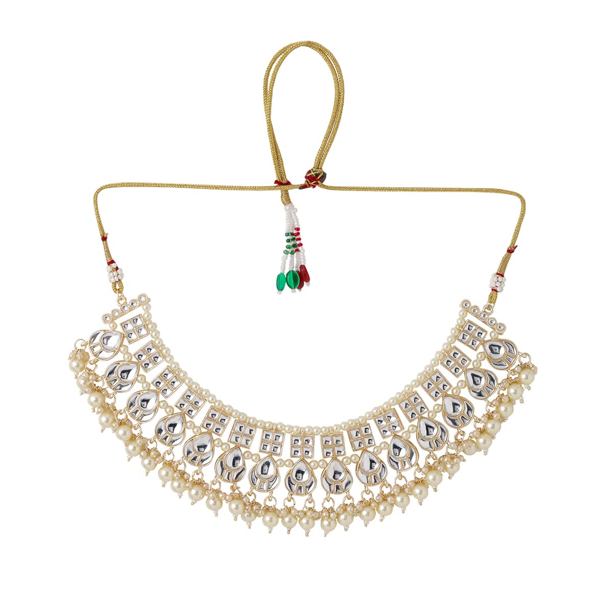 Yellow Chimes Ethnic Multilayer Pearl Beads Jewellery Set Traditional Choker Necklace Set for Women and Girls… (Design 11) 2