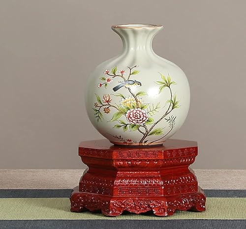 Vista 18 de GOLDY&WENDY Base de madera de ébano octogonal Lotus tallado florero Guanyin Buda estatua escultura soporte de exhibición pedestal