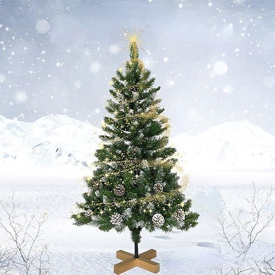 クリスマスツリー　150cm（雪化粧タイプ） 松ぼっくり　LEDライト付き Amazon.co.jp: タンスのゲン クリスマスツリー 150cm 雪化粧
