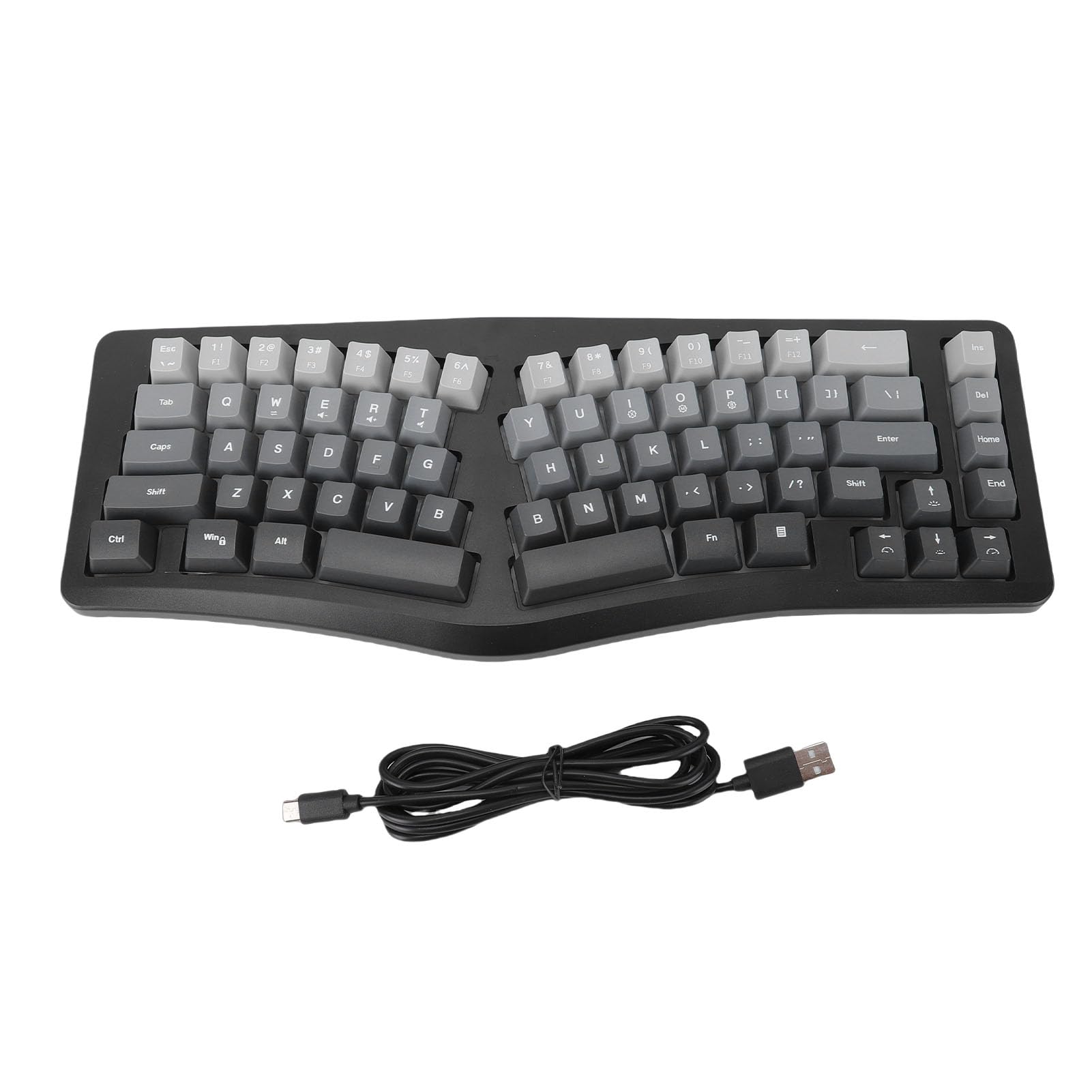 Cuifati Tastiera Ergonomica Cablata, Tastiera Divisa Tipo C Rimovibile con Retroilluminazione RGB, Tastiera da Gioco Cablata Compatta a 69 Tasti, per Laptop Desktop, Plug and Play