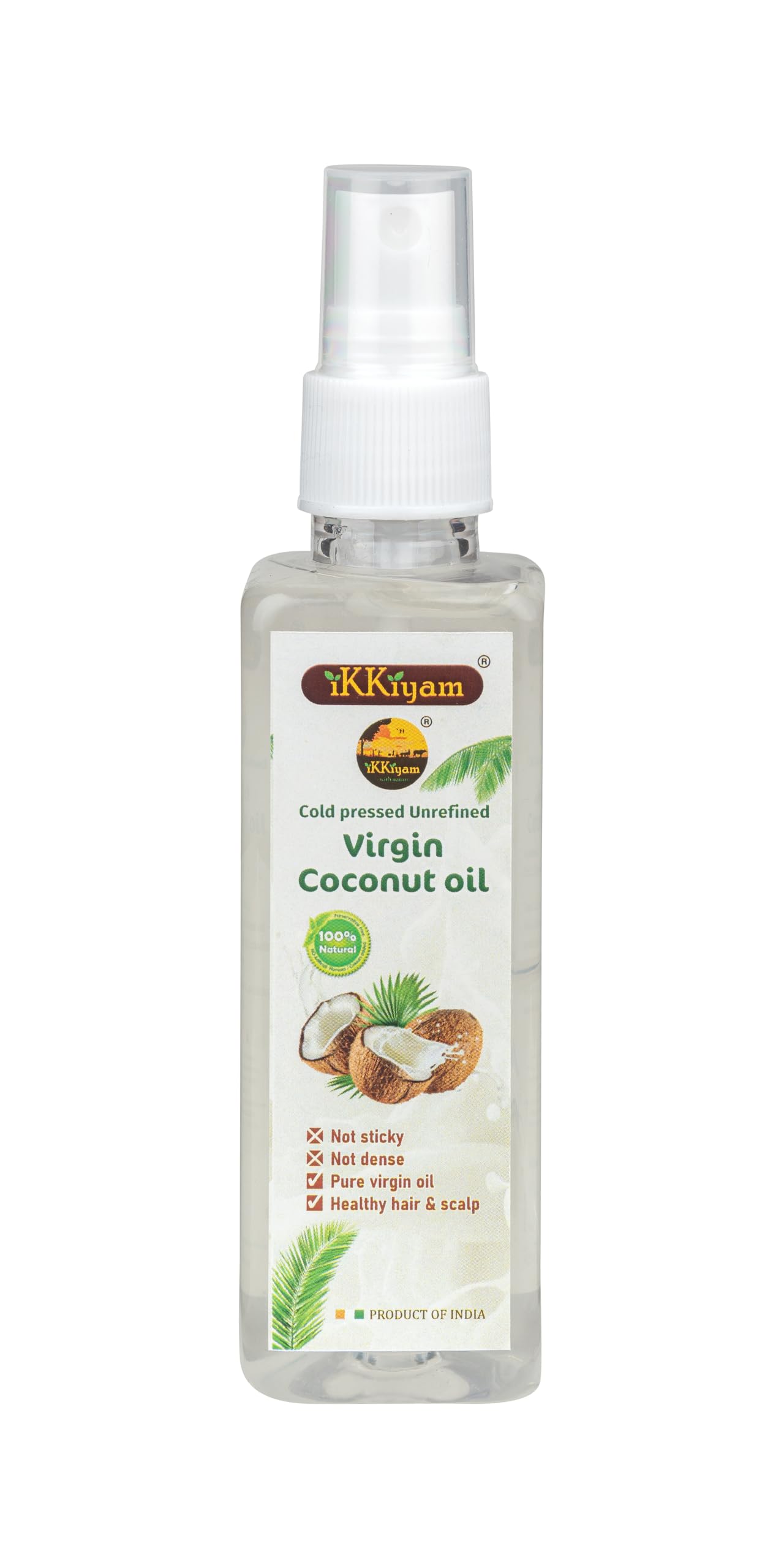 Ikkiyam Cold Pressed Unrefined Extra Virgin Coconut Milk Oil, 100 ml SPRAY bottle-image-26
