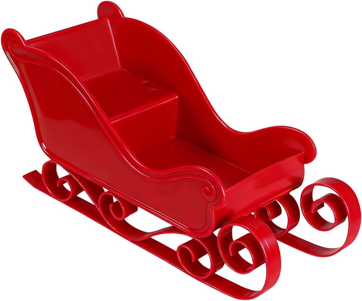DOITOOL Christmas Sleigh Candy Bowl - Holiday Sleigh Candy Dish Plastic Tabletop Sled Ornament Figurine for Christmas Table Centerpiece, Red (12x25x10.5cm)