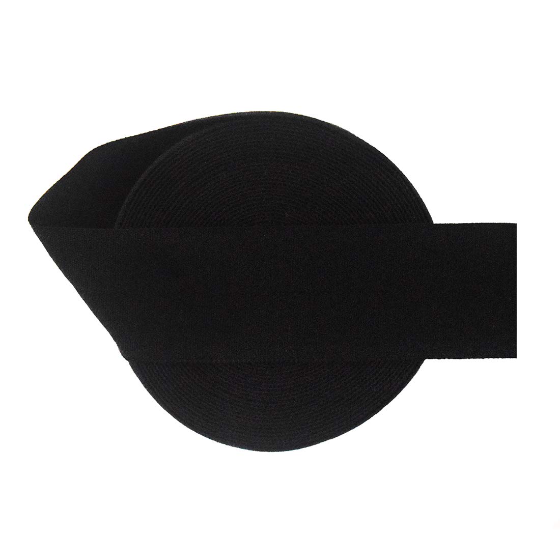 DIY PARK 5 Yard 1" 25mm Matte Non-Shiny Soild Color Fold Over Elastic FOE Spandex Satin Band Baby Headband Hair Tie Tutu Dress Sewing Trim(Black)