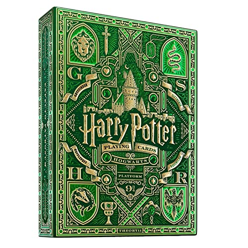 Image of MilesMagic Harry Potter Playing Card Game Limited Edition Premium Series Poker Collectible Deck By Theory11 (Green-Slytherin) For Teen|Pack of 1