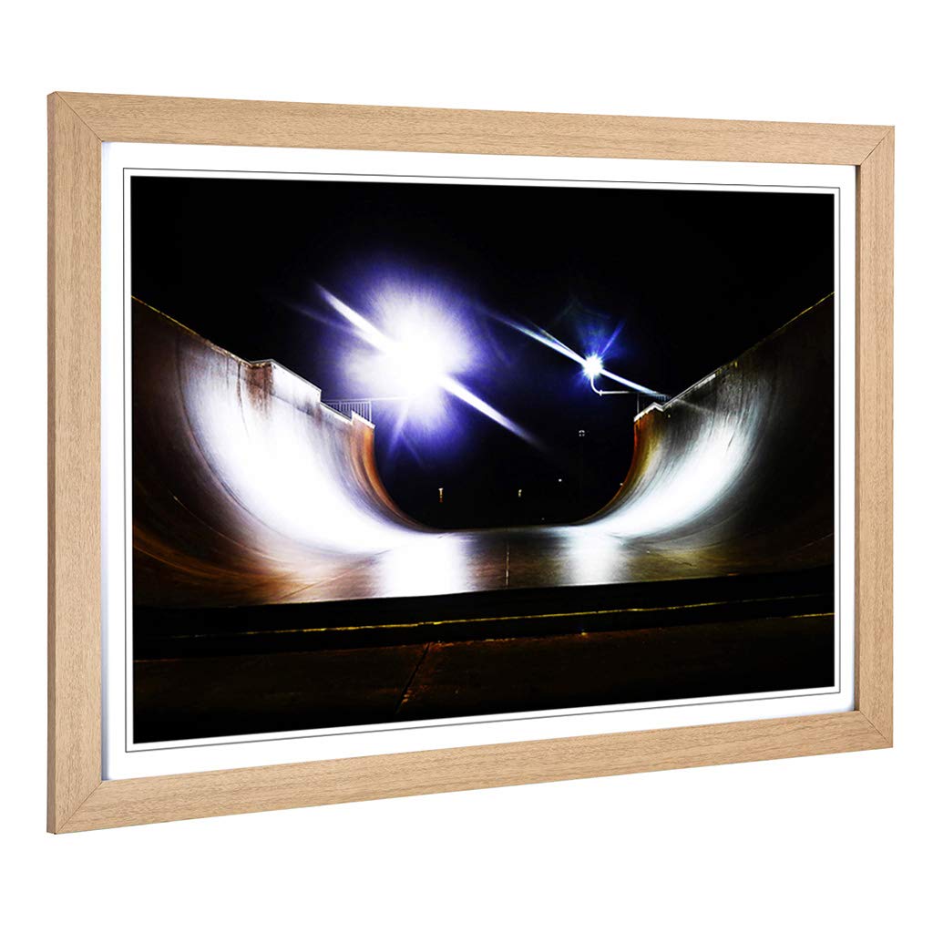 Big Box Art Framed Print of Halfpipe Skateboarding Design | Wall Art Picture | Home Decor for Kitchen, Living, Dining Room, Lounge, Bedroom, Hallway, Office, Oak, A2 / 24.5x18 Inch / 62x45cm