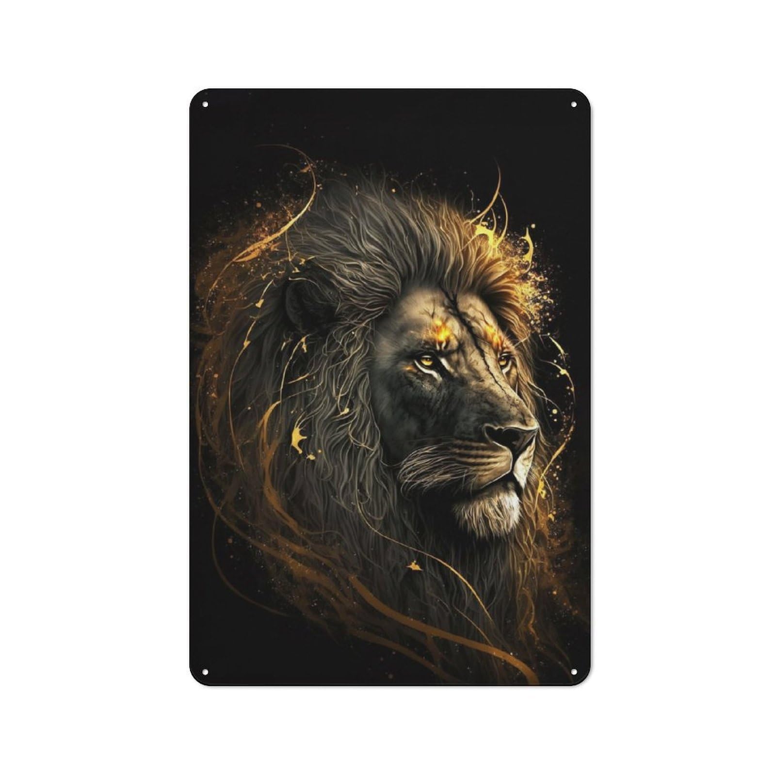 Junmoney Black And Gold Lion Vintage Metal Plaque 30X20cm For Dining Room Or Kitchen, For Home Decor Collectors Refreshing A Room In Autumn