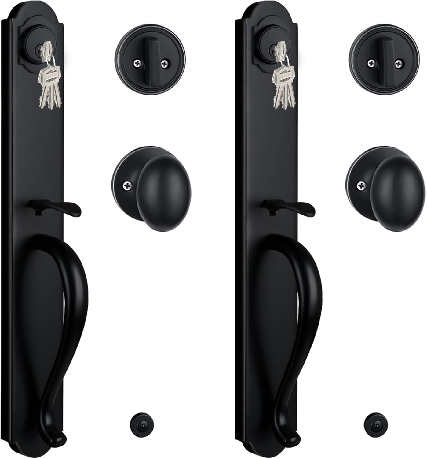 2 Sets of Front Door Handle Sets, Different Keys