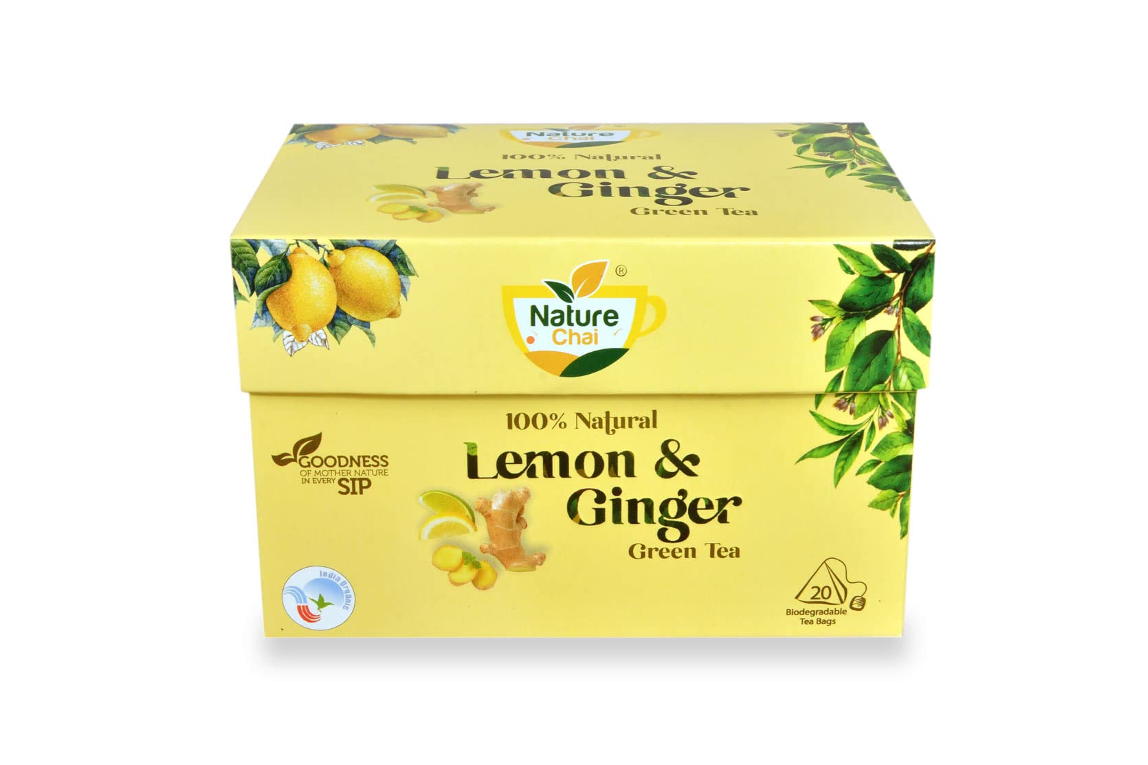 NATURE CHAI - Organic Lemon & Ginger Green Tea - 20 Biodegradable Pyramid Tea Bags (B09WKBNR2P) Amazon Price History, Amazon Price Tracker