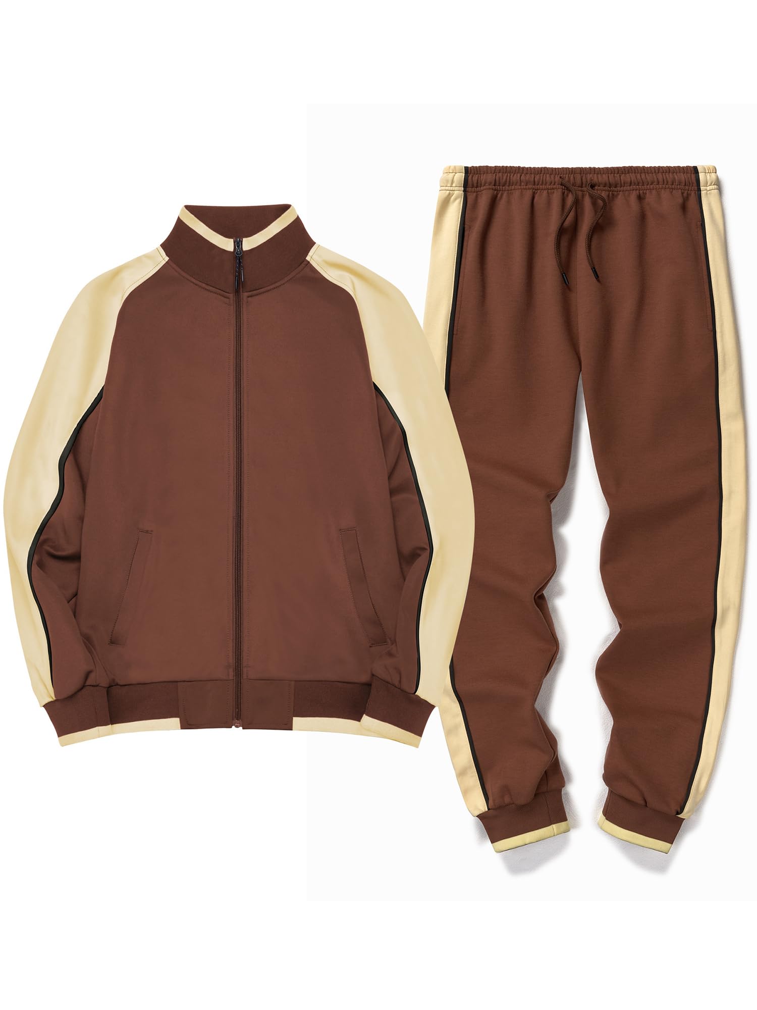 FTCayanz Tuta Uomo Sportiva Manica Lunga Giacca Jogging Fitness Pantaloni Tute Ginnastica Giubbotto