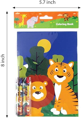 Miniatura 5 de TINYMILLS Safari Zoo Animal Libro para colorear para niños con 12 libros para colorear y 48 crayones divertidos libros de la selva animales