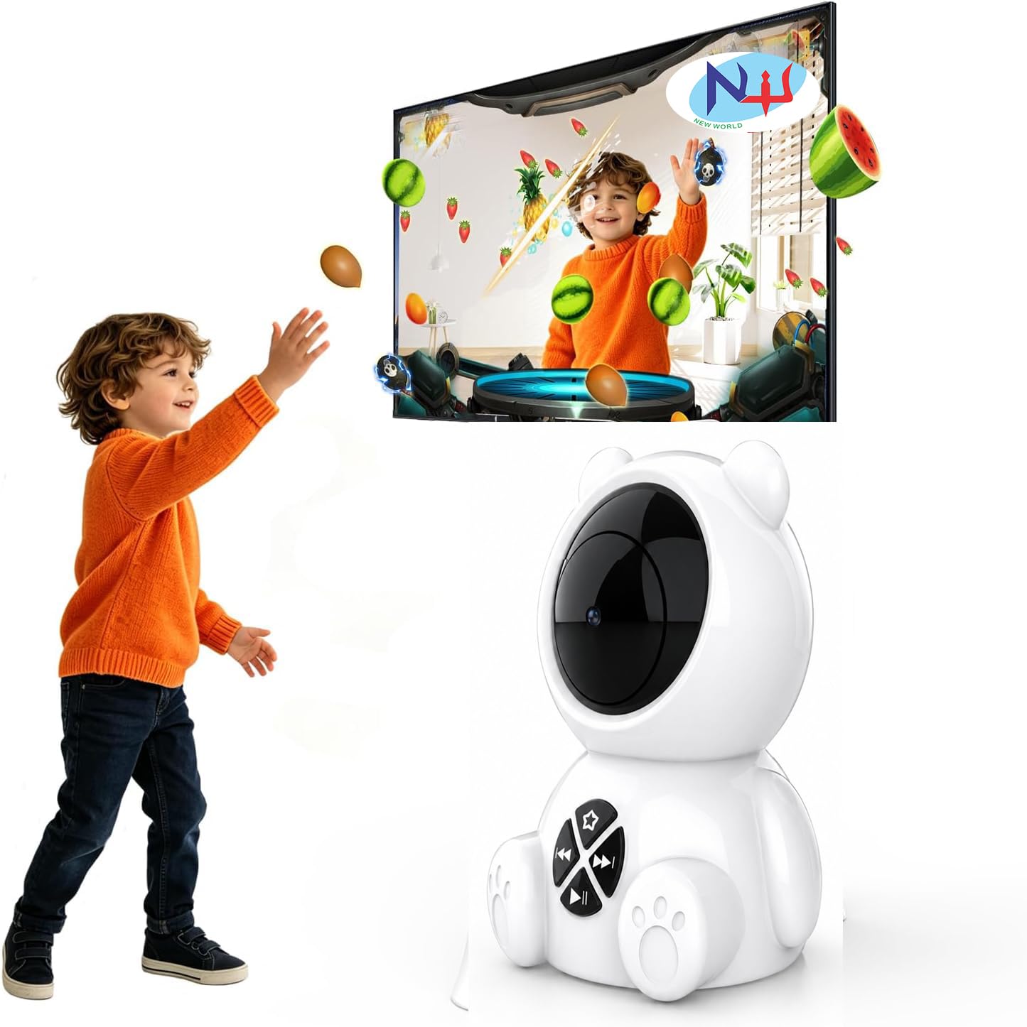 New World AR Motion Gaming Console with Camera for Kids & Families - Plug & Play Video Game System for Indoor Physical Activity & Interactive Family Fun,Great for Gaming Nights, Parties Gigts-image-0