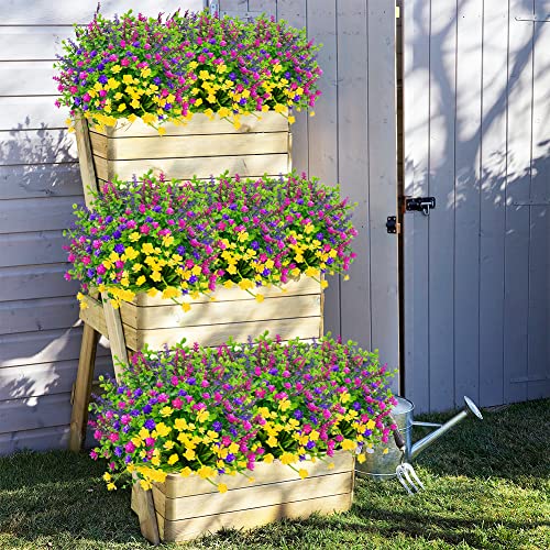 Artbloom 16 Bundles Outdoor Artificial Flowers Uv Resistant No Fade Fake Boxwood Plastic Plants Greenery Shrubs For Garden Porch Window Box Home Wedding Décor - Indoor/Outdoor Use #TOP4