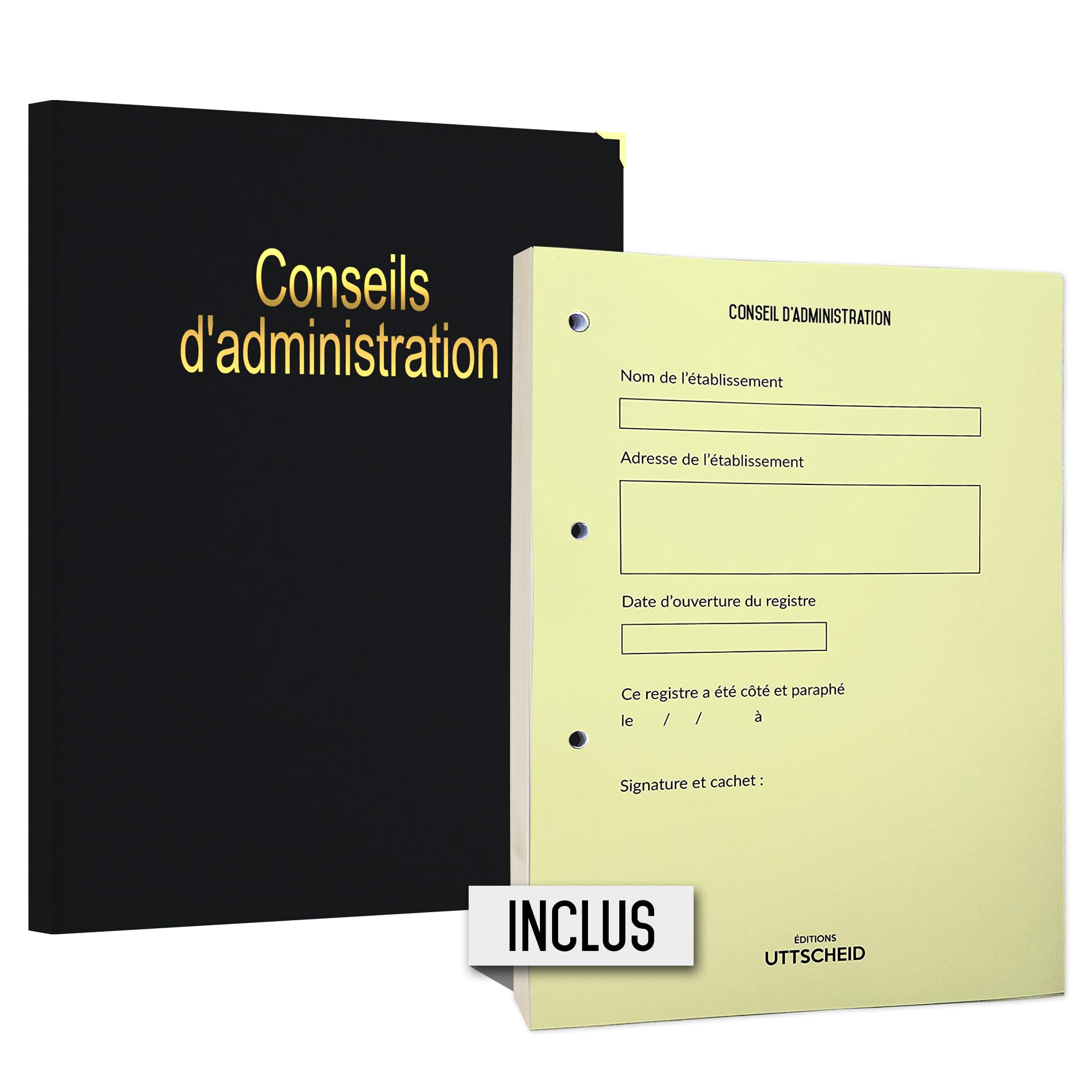 Registre Classeur Conseils d'Administration avec Recharge de 100 feuillets numérotés - UTTSCHEID