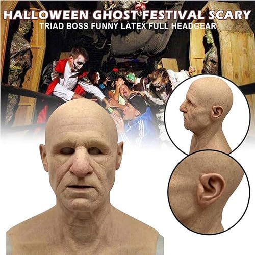 Miniatura 5 de Dan&Dre Disfraz de anciano de látex para Halloween, disfraz de Halloween para mascarada, casco realista, talla única
