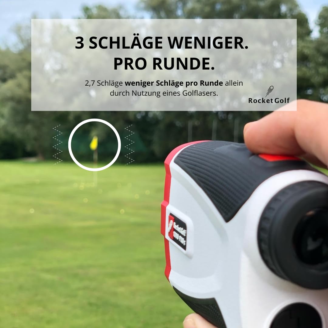 Golf Laser Entfernungsmesser Birdie 1300 Pro Slope Black - FlagFinder - 1300m Reichweite - Wasserabweisend - Rangefinder RocketGolf