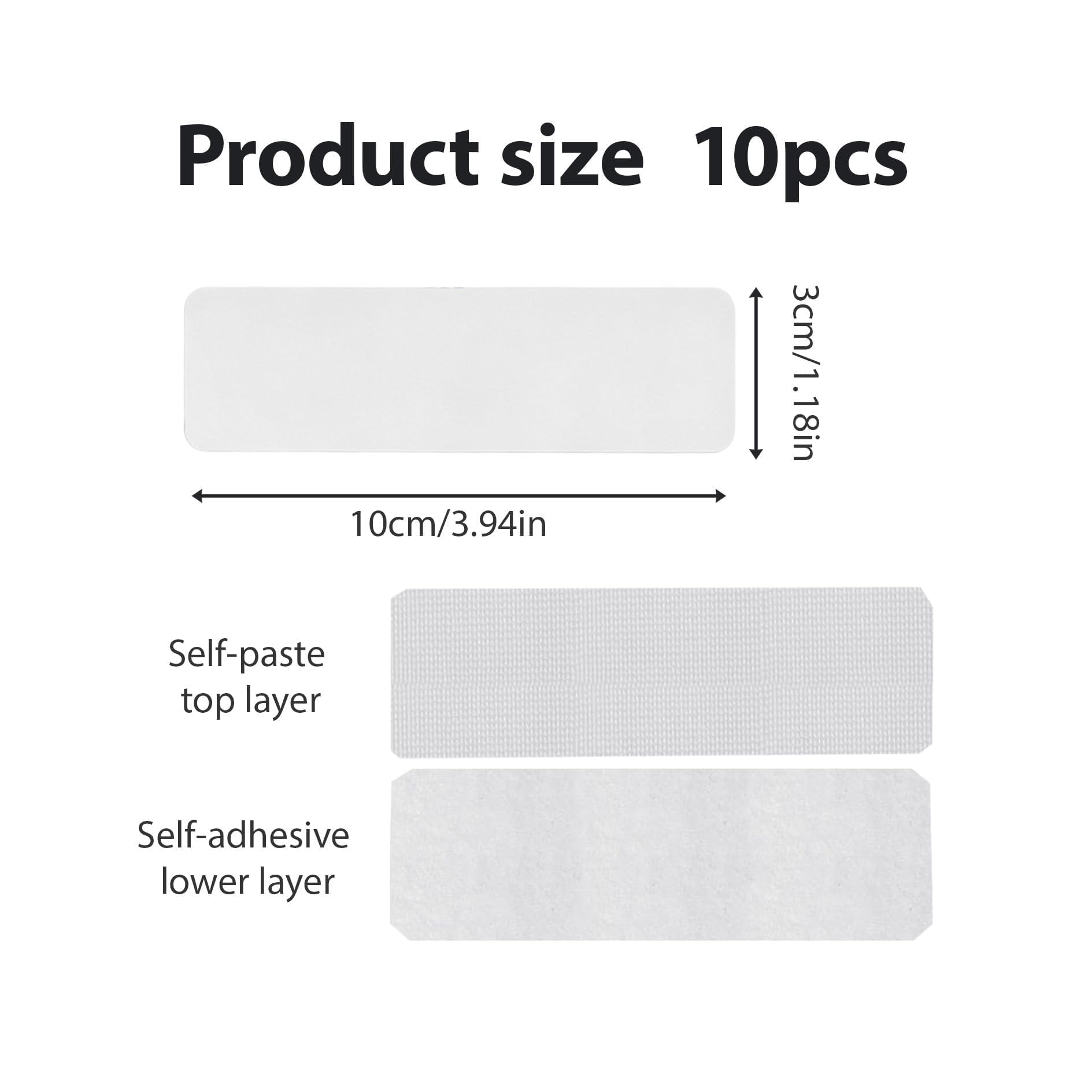 Scratch Autocollant Double Face Blanc Réutilisable Rectangle 3 x 10 cm Lot de 10 Pièces