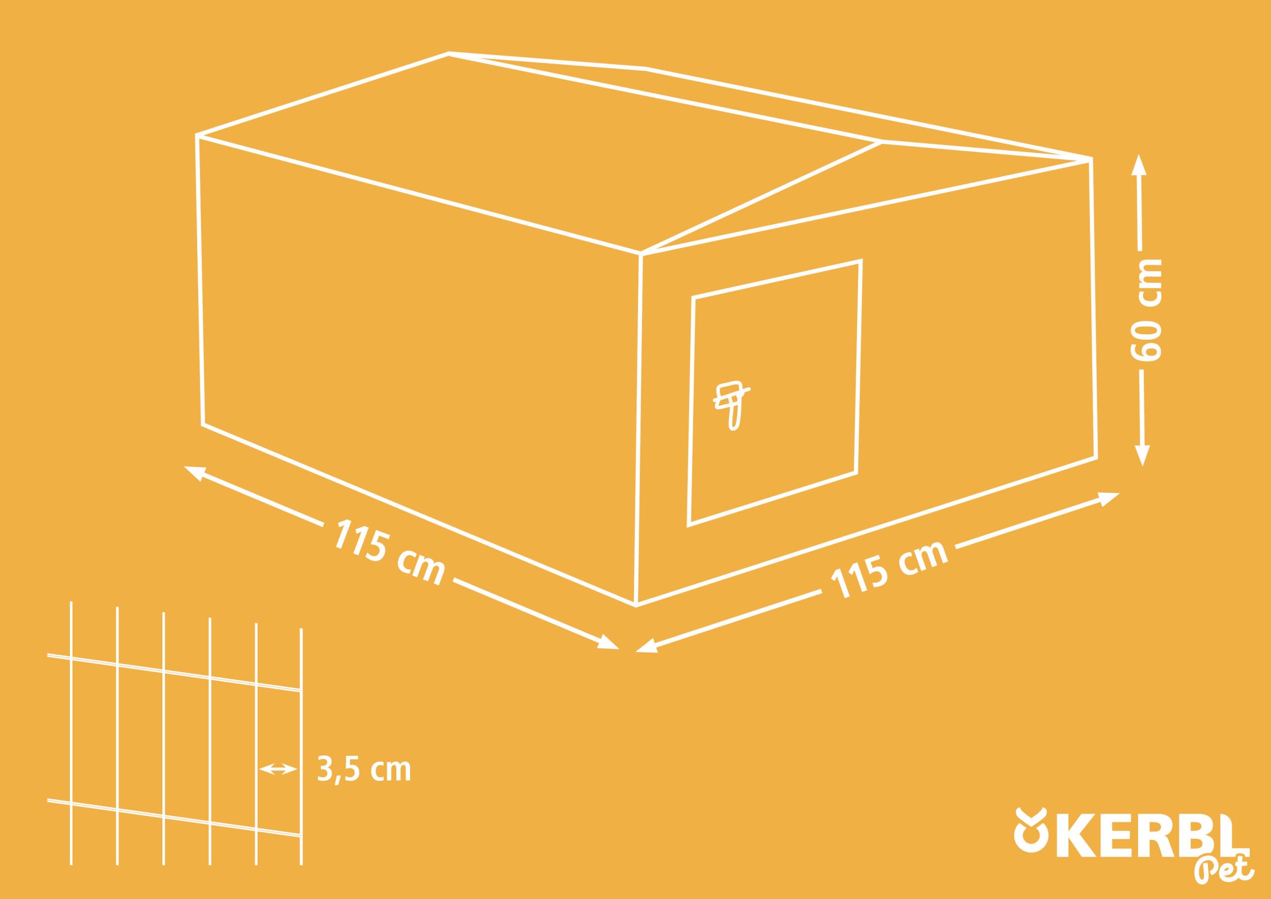 Kerbl Pet Recinto Exterior, 115 x 115 x 60 cm, con protección Solar, Duradero, galvanizado
