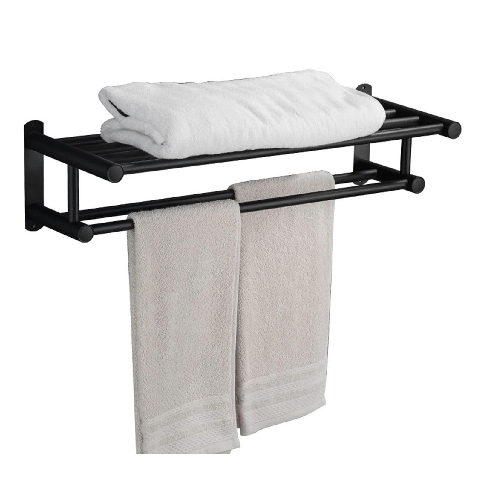 Porte-serviette en acier inoxydable noir mat grille-serviette fixe 60cm LWX