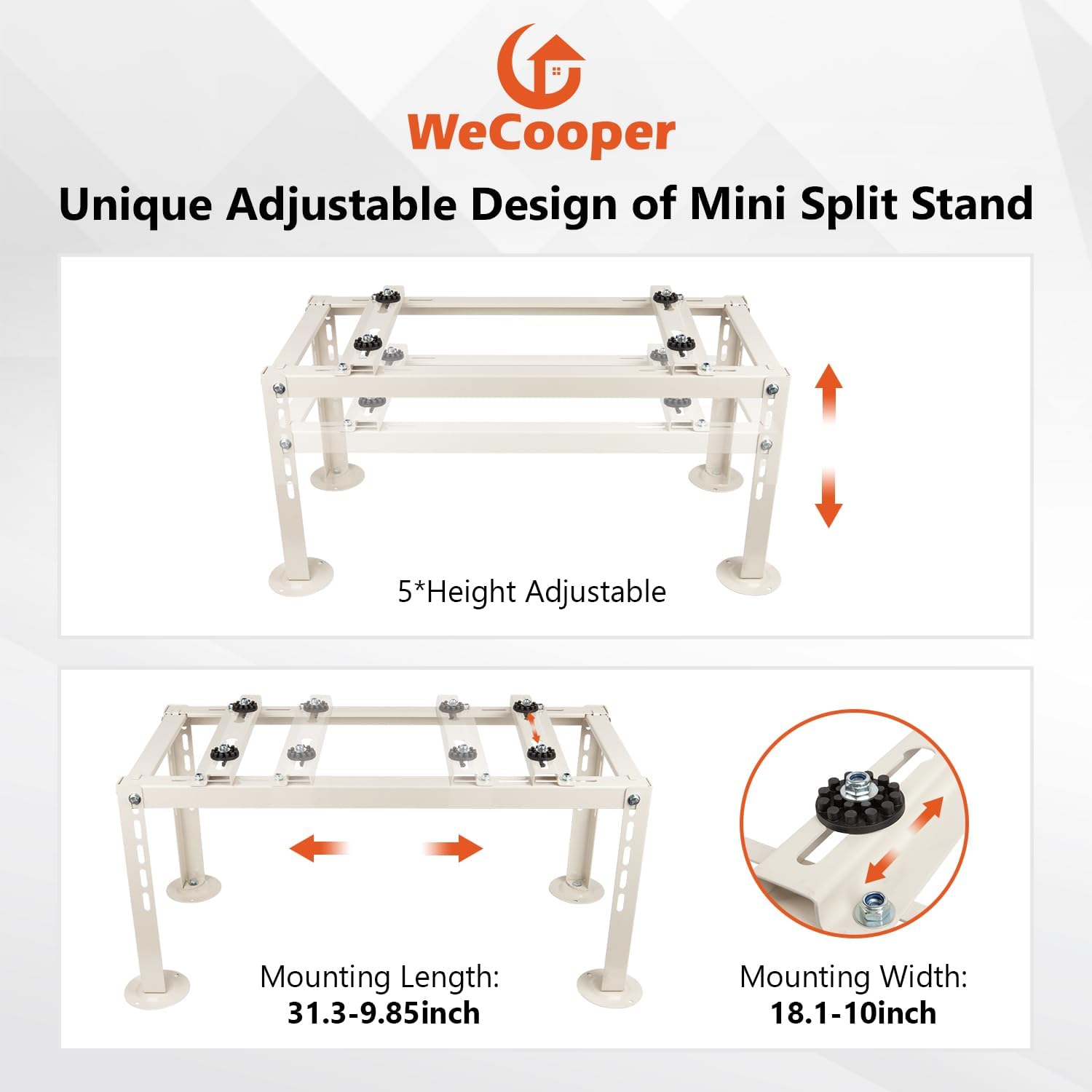 WeCooper Mini Split Ground Stand for 9000-48000BTU,Adjustable MaxLoad 450LB image 4