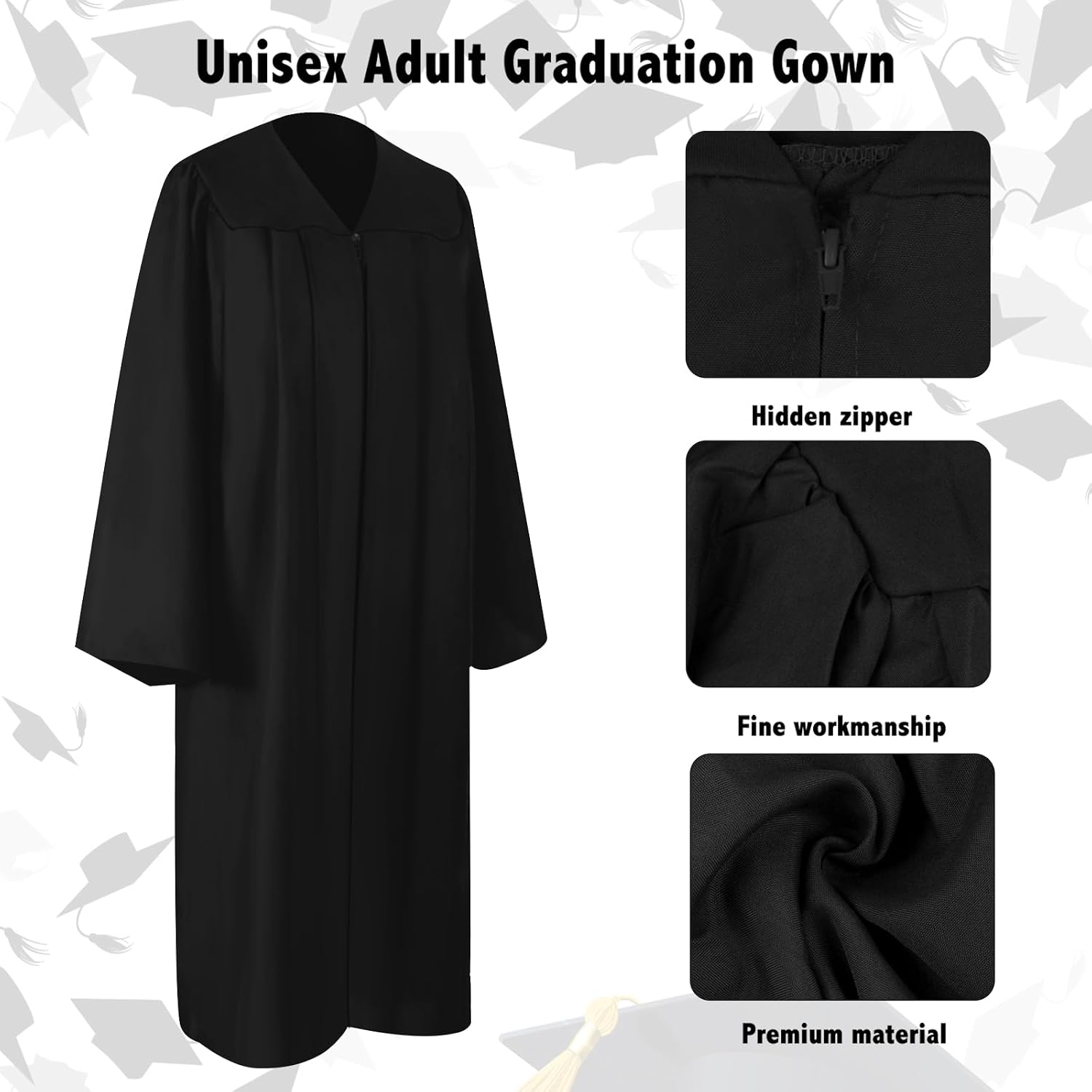 Matte Graduation Cap and Gown 2026 Set with Tassel Graduation for High School College Bachelor