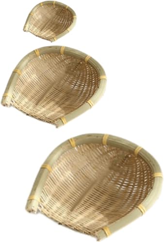 Miniatura 4 de Paquete de 3 cestas tejidas de bambú para pan 3 tamaños hechos a mano para decoración de alimentos y verduras, cesta de almacenamiento de frutas de