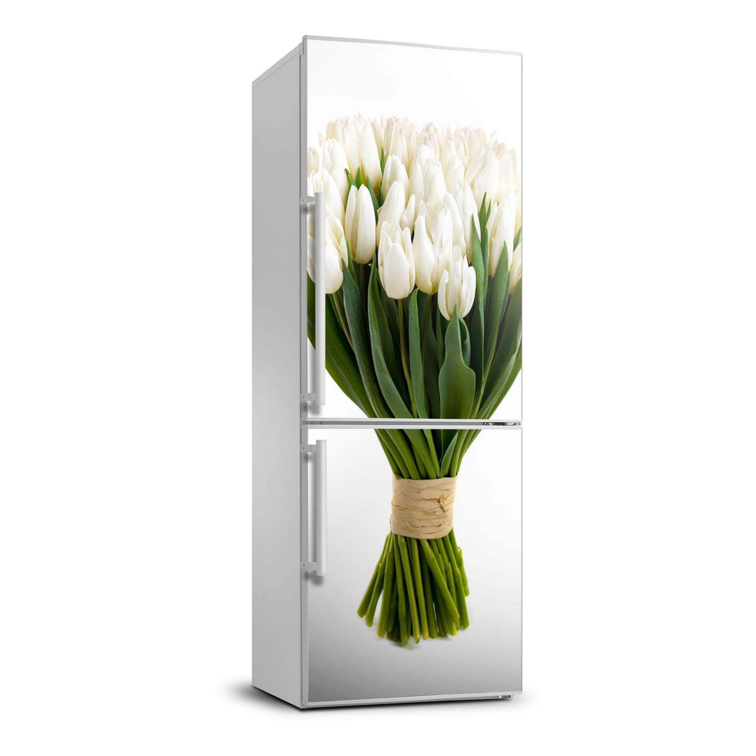 Cubierta para refrigerador autoadhesiva oculta imperfecciones con tulipanes