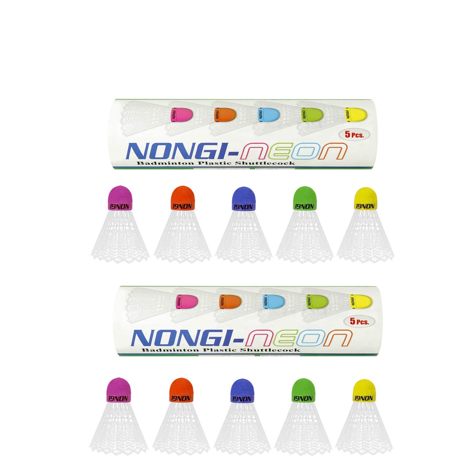 Nongi Neon Combo Pack of 10 Shuttlecocks (5 Multicolored Cork Plastic), Neon(5 Multicolored Cork Plastic) for Outdoor Indoor Sports (B08DMRLHM8) Amazon Price History, Amazon Price Tracker