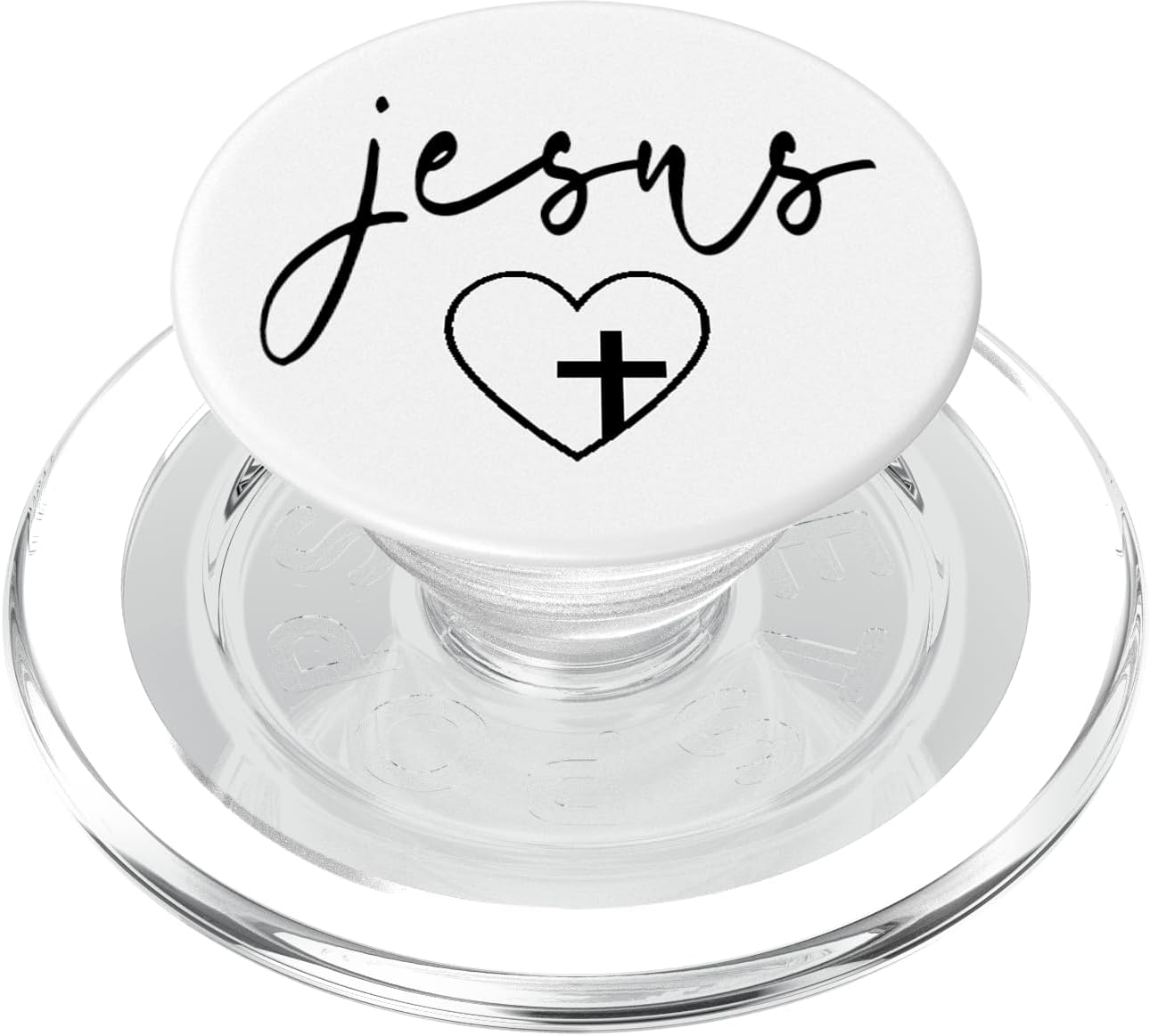 Jesus Cross Love Faith Easter Christmas White Font Black PopSockets MagSafe PopGrip for iPhone