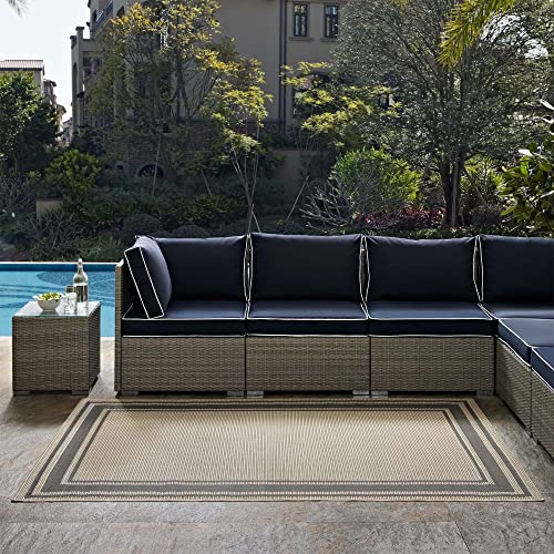 Modway Rim Solid Border 5X8 Indoor And Outdoor In Gray And Beige #TOP7