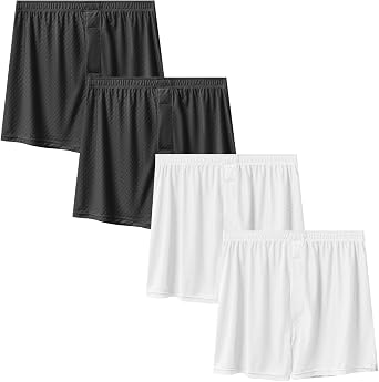 VISSAY Satin Mens Boxer 4-Pack - Soft Stretch Breathable Underwear with Moisture Wicking High Elasticity Boxers for Men