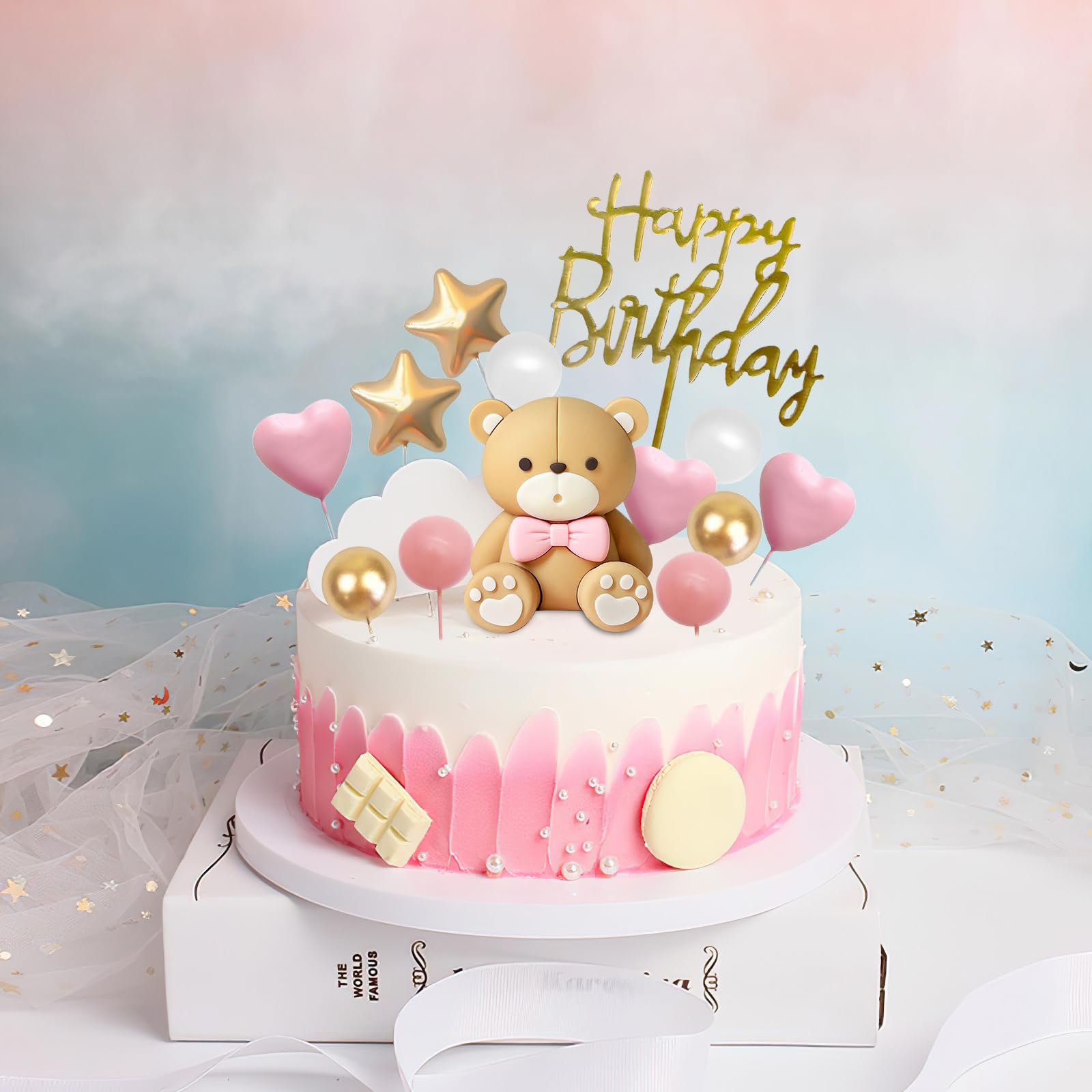 HMCEY 26 Pièces Decoration Gateau Ours,Teddy Bear Cake Topper