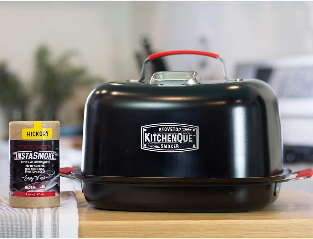 Charcoal Companion CC4132 KitchenQue Indoor Stovetop Smoker, 13.5" x 12.5" x 9.5", Black