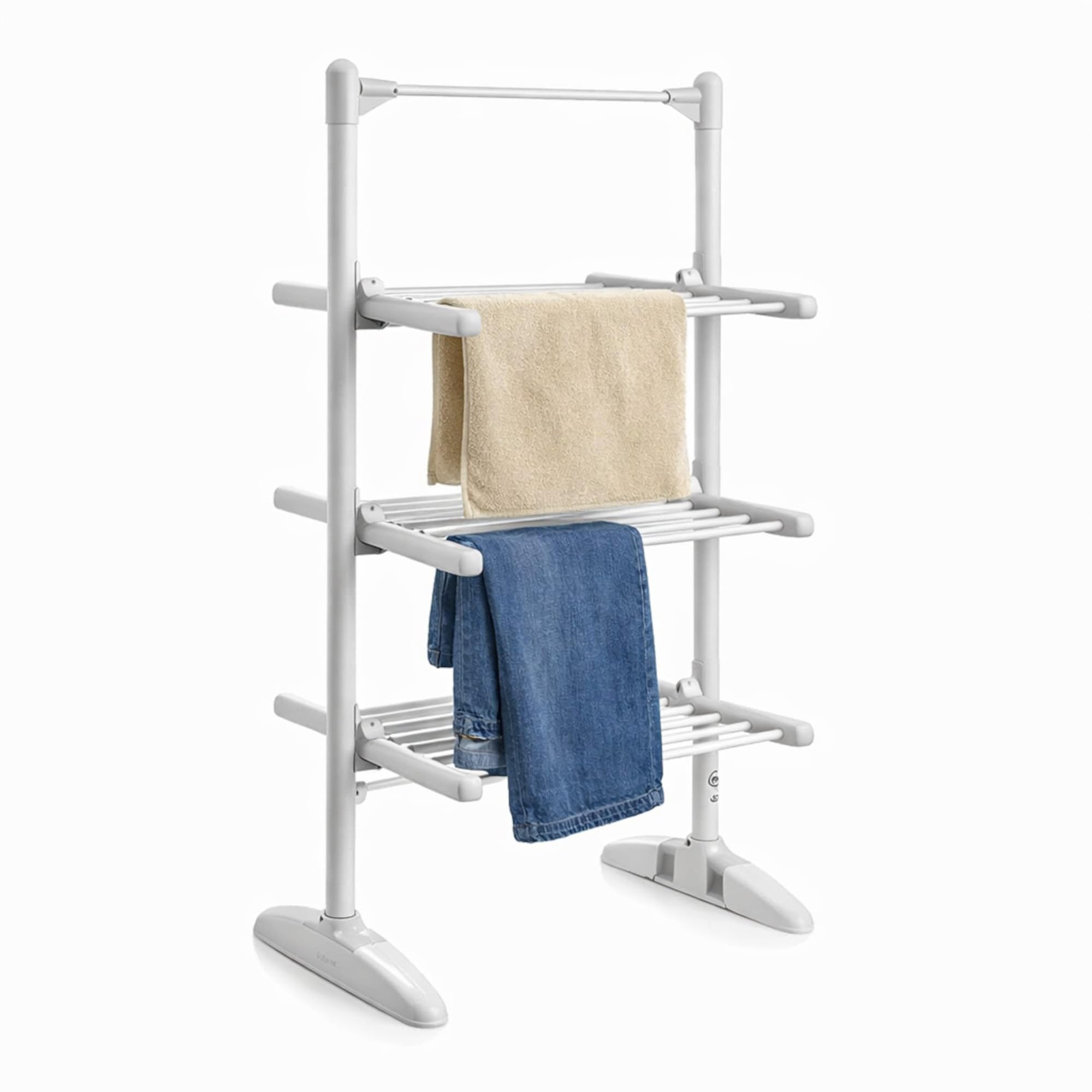 Oypla Silver 3 Tier Electrical Heated Folding Clothes Horse Airer Dryer With 24 Heated Rails