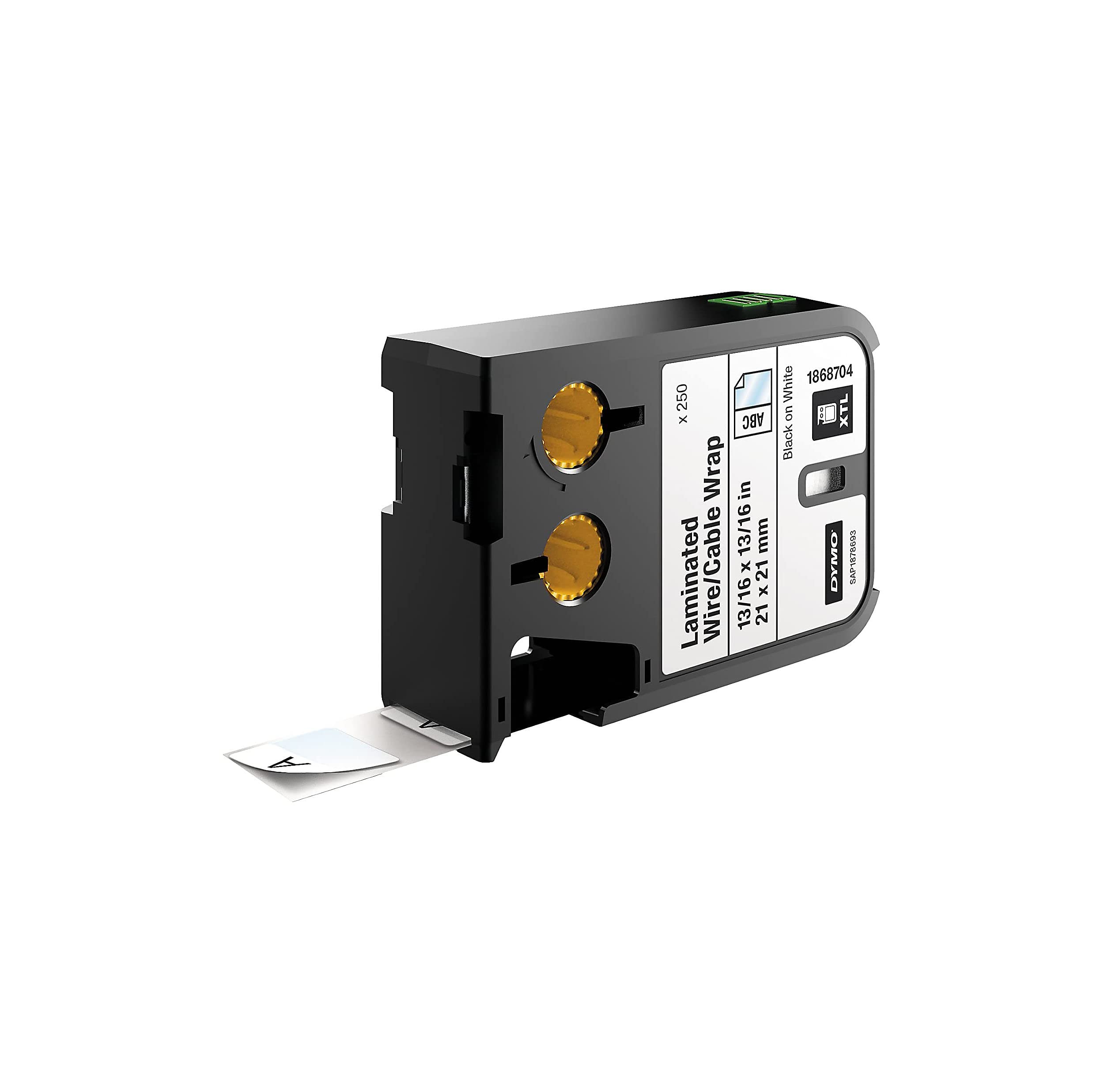 Dymo XTL, Lamine Tel/Kablo (21x21 mm) 250 Adet, Beyaz/Siyah - 1868704