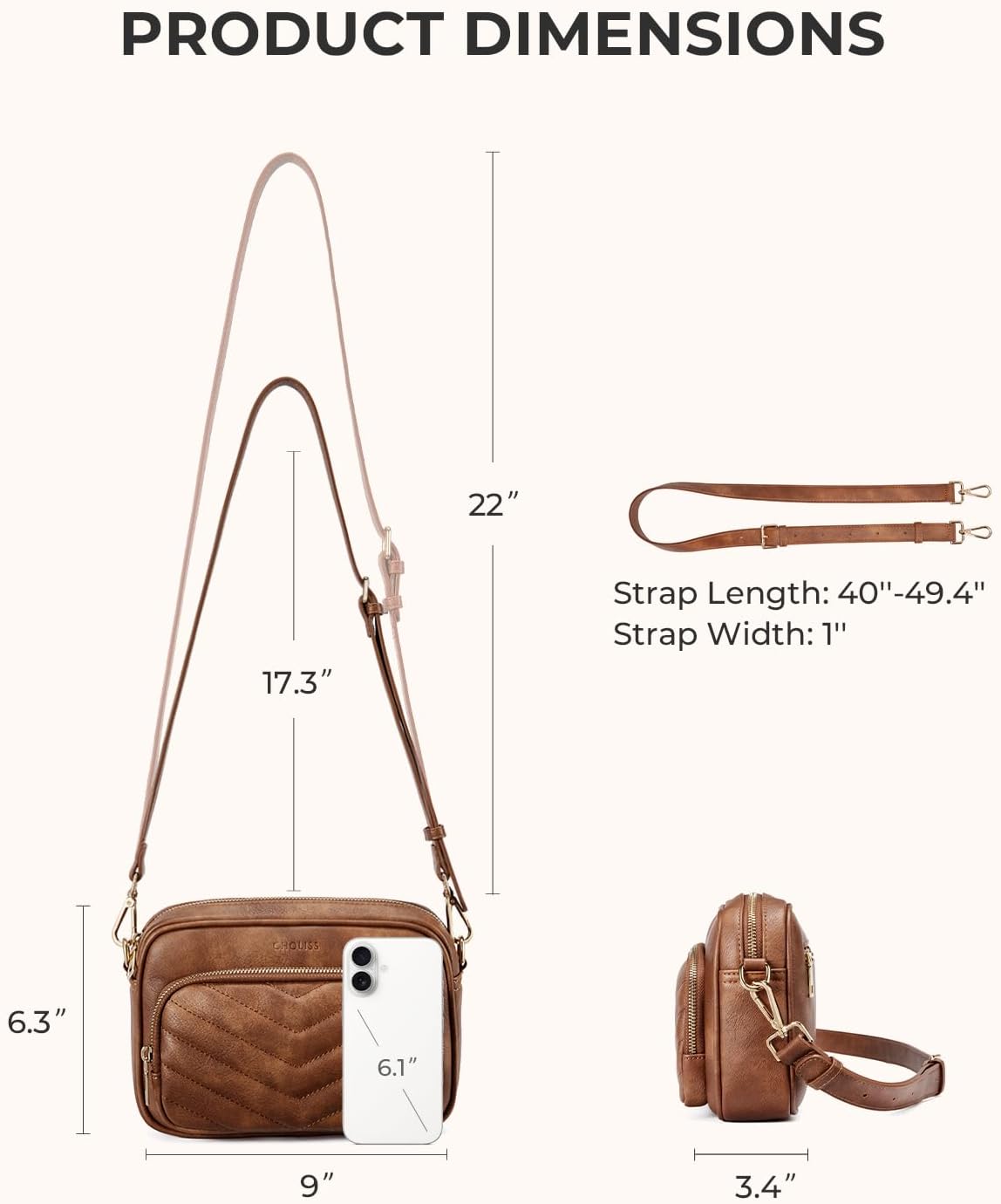 CHOLISS Quilted Crossbody Bags for Women RFID Vegan Leather Travel Purse Small Shoulder Handbags with Built in Wallet - Image 5